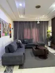 Setti na L-Shape Sofa, Labule, Tabarma, da Taburorin Tsakiya & Gefe - 3