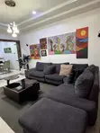 Setti na L-Shape Sofa, Labule, Tabarma, da Taburorin Tsakiya & Gefe - 4
