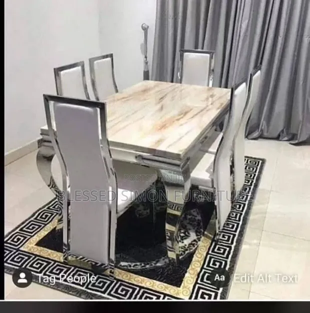 Home Interiors Marble Dining Set (6-Seater, Rectangular) - 1
