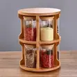 Bamboo Spice Rack tare da Glass Set - Juyawa - 1