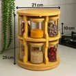 Bamboo Spice Rack tare da Glass Set - Juyawa - 2
