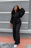 Black Linen Two-Piece Set - 1