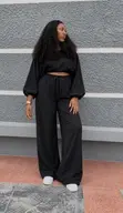 Black Linen Two-Piece Set - 2