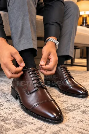 Derby Brown Leather Cap-Toe Derby Shoes