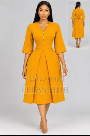Corporate Gown with Belt - Mustard