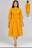 Corporate Gown with Belt - Mustard - 1