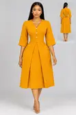 Corporate Gown with Belt - Mustard - 2