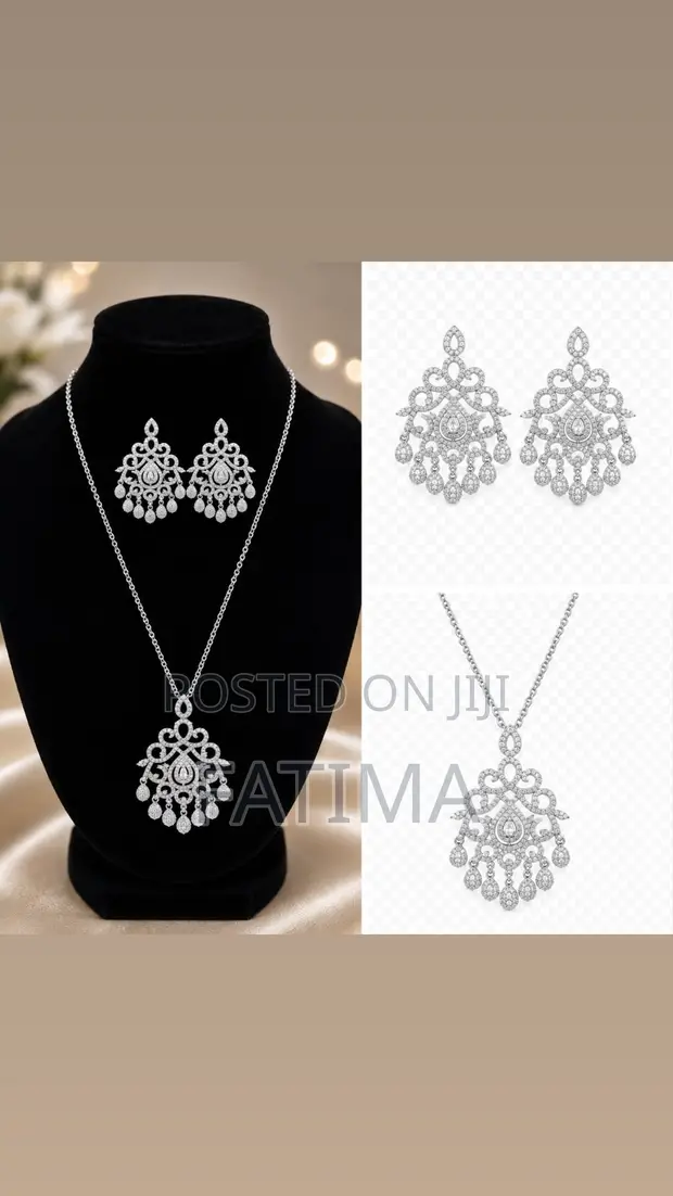 2-Piece Cubic Zirconia Jewelry Set - Silver - 1