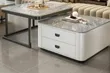 Modern Ceramic Top Center Table - Glossy Silver - 2