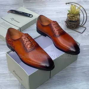 Richwanaz Brown Leather Office Shoes
