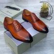 Richwanaz Brown Leather Office Shoes - 1