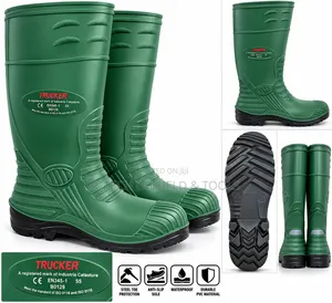 Trucker Green PVC Safety Gumboots - Steel Toe