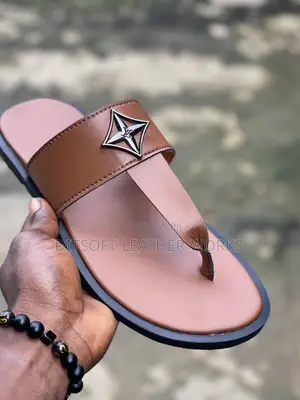 Men's Brown Leather Pam Slippers