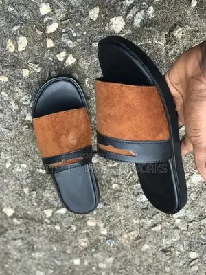 Premium Black & Brown Leather Half Shoe Pams - Smart Casual Slides