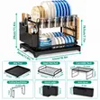 2-Tier Dish Drying Rack with Drainage & Cutlery Holder - 1