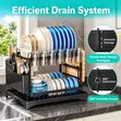 2-Tier Dish Drying Rack with Drainage & Cutlery Holder - 2