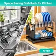 2-Tier Dish Drying Rack with Drainage & Cutlery Holder - 5