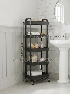 5-Tier Slim Rolling Storage Cart - Mobile Utility Rack
