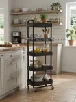 5-Tier Slim Rolling Storage Cart - Mobile Utility Rack - 2