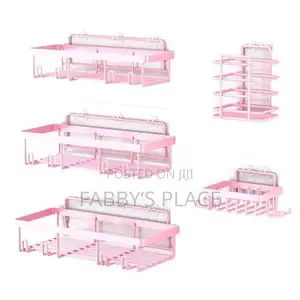 5-Piece Pink Bathroom Organizer Set | Stylish Storage