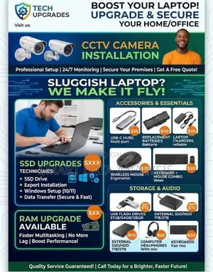 Computer Accessories: CCTV, SSD/RAM Upgrades, Batteries, Chargers, Hubs, Drives