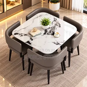 Modern Stone Dining Table & 4 Chairs Set