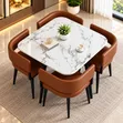 Modern Stone Dining Table & 4 Chairs Set - 2