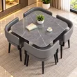 Modern Stone Dining Table & 4 Chairs Set - 3