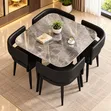 Modern Stone Dining Table & 4 Chairs Set - 4