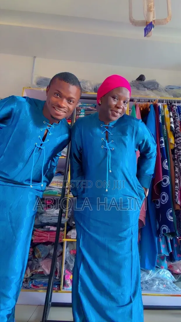 Abiola Men's Blue Jalabia - Brand New Amiri Fabrics - 1