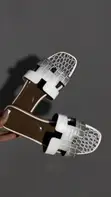 Luxury Handbag & Slides Set - Grey/White Crocodile Effect - 1