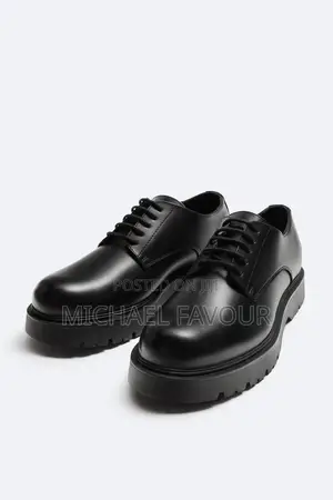 Chunky Sole Derby Lace-Up Shoes (Burgundy/Black)