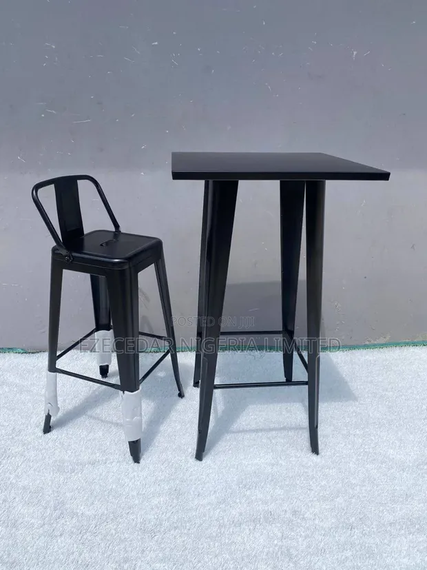 Two Bar Stools with Center Table - 1