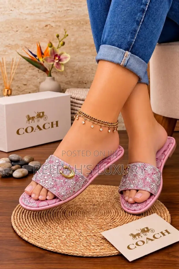 Coach Inspired Rhinestone Slides - 1