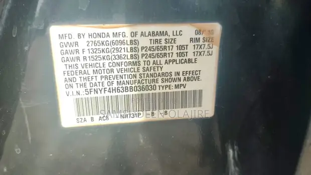 Honda Pilot 2011 Black - 1