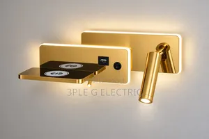 Luxury Indoor Wall Lamp with Wireless Charging & USB