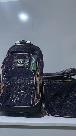 Butterfly Kids Trolley Bag Set with Lunch Bag and Pencil Case