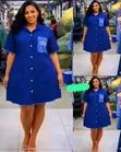 Mata 100K Brand Jeans Gown - Blue, Tsawon Gwiwa - 1