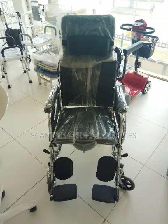 Commode Wheelchair with High Back Rest - 1