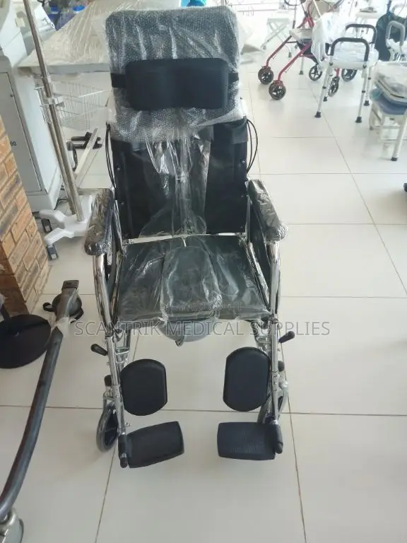 Full Back Support Mobile Commode Chair - 1