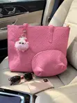 Pink Leather Tote Bag da Pouch & Charm - 2
