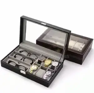 Luxury Watch & Sunglasses Organizer Box - 9 Slot Leather