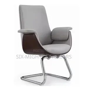 Luxury Wood Shell & Leather Mid-Back Visitor Chair