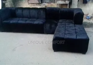 Brand New Modern L-Shape Padded Sofa with Throw Pillows