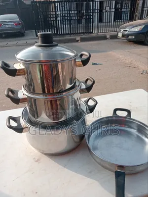 Used Stainless Steel Pot Set from Germany