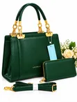 Bagco Classic Leather Handbag - Multicolor - 2