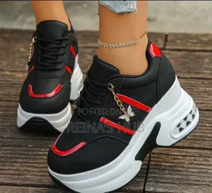 Women's Lace-Up Hidden Wedge Platform Sneakers