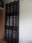 Home Interiors Black Fabric Curtain (Used) - 2