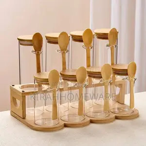 8pcs Glass Jar Set with Spoons and Stand