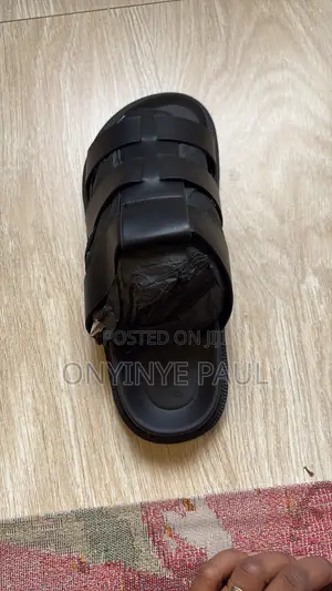 Asos Men's Black Leather Slippers - Size 44